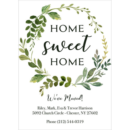 Vine Wreath Home Sweet Home Moving Announcements